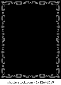 Celtic wicker frame white on a black background.