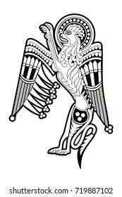 Celtic zoological national figure. Animal lion with ornament. Vector image.