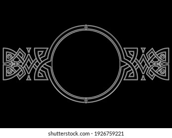 Celtic-Scandinavian design. Old Norse pattern, frame, isolated on black, vector illustration