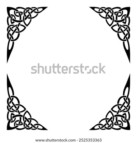Celtic-Scandinavian design. Old Norse pattern, frame, isolated on white, vector illustration