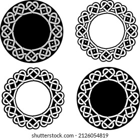 Celtic-Scandinavian knot design. Old Norse  round pattern . Woven isolated stylized frame, vector illustration.