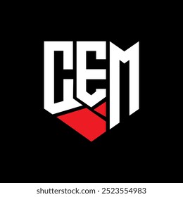 Design abstrato do logotipo da letra CEM. Projeto exclusivo de CEM. MCE.
