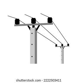 Cemant high voltage power electric pole transmit electricity on white background icon flat vector design.