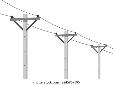 Cemant high voltage power electric pole transmit electricity on white background icon flat vector design.