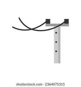 Cemant high voltage power electric pole transmit electricity icon flat vector design