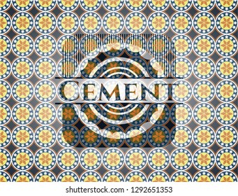Cement arabic badge. Arabesque decoration.