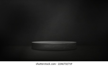 Cement Background,Concrete wall Texture Backdrop,Grey Marble Display with light and Shadow,Vector 3D Stone wall room with podium ,Black Concrete Studio room with copy space for product presentation