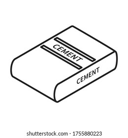 Cemento del icono del vector isométrico de la bolsa.Icono del vector de línea aislado sobre el cemento del fondo blanco de la bolsa.