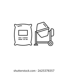 Cement Bag Next to Mixer Minimal Building Material Concept