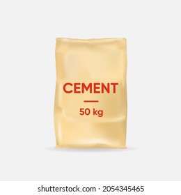 Cement bag template. Thick paper bag 50 kg for construction and brickwork plaster and screed for ceilings and vector walls