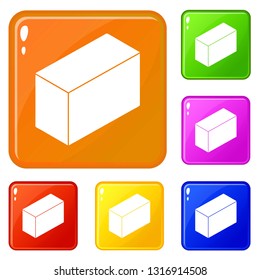 Cement block icons set collection vector 6 color isolated on white background