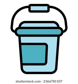 Cement bucket icon outline vector. Tile floor. Home material color flat