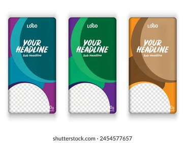 Cement and chocolate bar label design with multiple color variant vector eps 10
