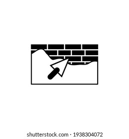 Cement concrete, plaster surface icon in solid black flat shape glyph icon, isolated on white background 