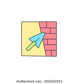 Zement-Beton, Gipsoberfläche-Symbol auf Farbsymbol einzeln auf weißem Hintergrund 
