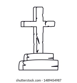 cement cross happy halloween celebration design
