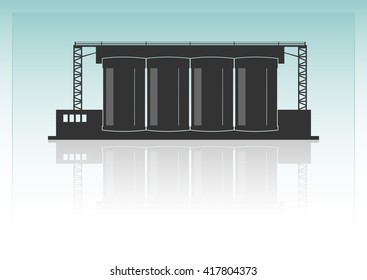 Cement factory. Isolated on background. Vector illustration.