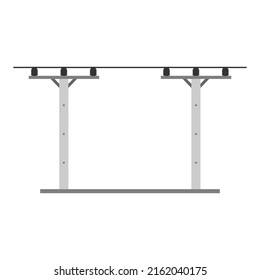 Cement high voltage electric pole power on white background flat vector icon design.