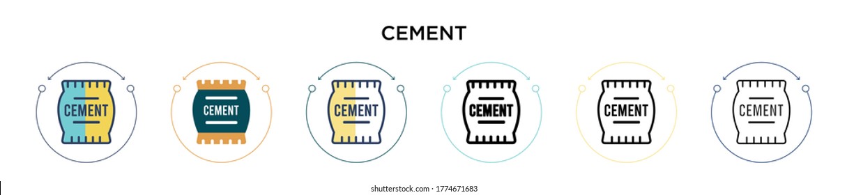 Cement icon in filled, thin line, outline and stroke style. Vector illustration of two colored and black cement vector icons designs can be used for mobile, ui, web