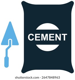 Cement icon vector, representing building material and concrete foundation. Perfect for construction projects, masonry, heavy-duty applications, and industrial supplies.