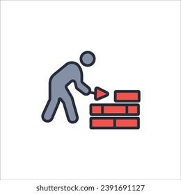 icono de cemento. vector.Curso editable.Signo de estilo lineal para uso de diseño web,logotipo.Ilustración de símbolo.