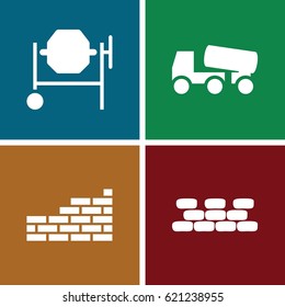 Cement icons set. set of 4 cement filled icons such as concrete mixer