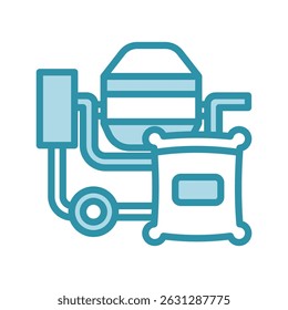 Cimento mini ilustração ícone de cor de tom duplo, uso para engenharia civil, indústria, construção, UI, kit UX, aplicativo e desenvolvimento web, digital ou impressão.