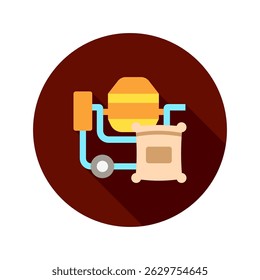 Cimento mini ilustração ícone de cor plana arredondado, uso para engenharia civil, indústria, construção, UI, kit UX, desenvolvimento de aplicativo e web, digital ou impressão.