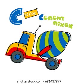 Cement Mixer - artwork for children wear in custom colors - separate layer.