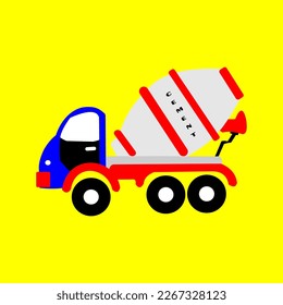 Cement mixer dump truck car vector
