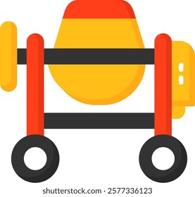 Cement Mixer Flat Style Icon Design