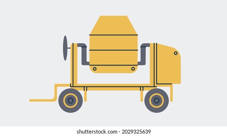 Ilustración vectorial plana del mezclador de cemento. Máquina de mezcla de hormigón industrial elemento de diseño simple.	