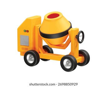 Ilustração de renderização 3d do ícone do Misturador de cimento