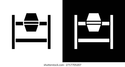 Pictograma plano negro del icono del mezclador del cemento. Para gráficos y Diseño web.