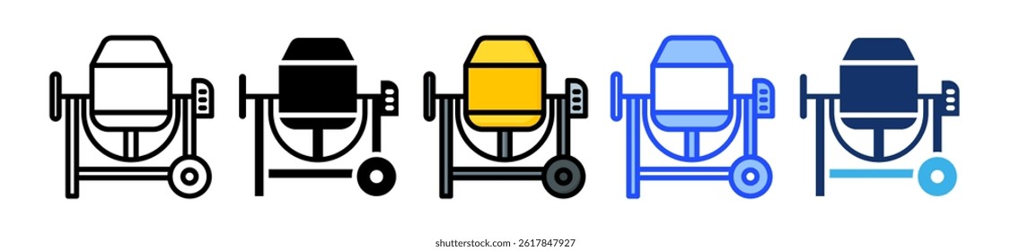 Cement Mixer Icon Collection With Multiple Styles