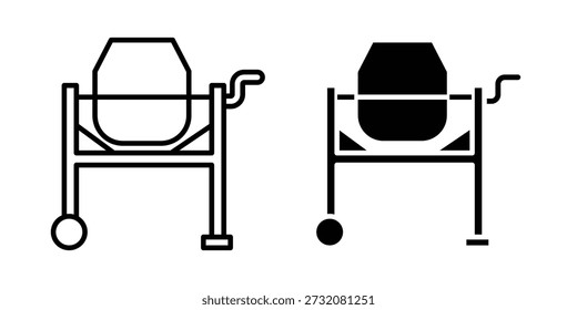 Cement mixer icon concept. pixel perfect linear ui icon.