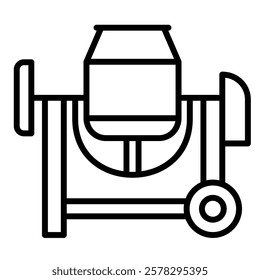 Cement Mixer icon line vector illustration