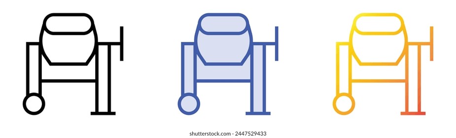 icono de mezclador de cemento. Diseño de estilo de relleno lineal, azul y degradado aislado sobre fondo blanco