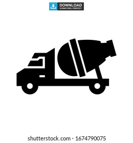 cement mixer icon or logo isolated sign symbol vector illustration - high quality black style vector icons
