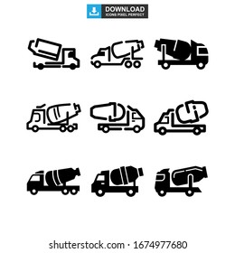 Zement-Mixer-Symbol oder -Logo einzeln auf Zeichen Vektorillustration - Kollektion hochwertiger, schwarzer Vektorsymbole

