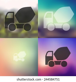 Cement Mixer icon on blurred background