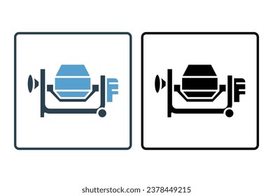 Cement Mixer Icon. Icon related to Construction. suitable for web site, app, user interfaces, printable etc. Solid icon style. Simple vector design editable