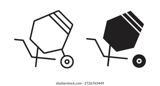 Conjunto de ícones do misturador de cimento. pacote mínimo de elementos web de logotipo.