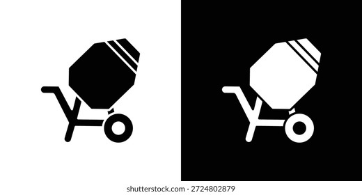 Misturador de cimento ícone silhueta vetor plana ilustração design pack.
