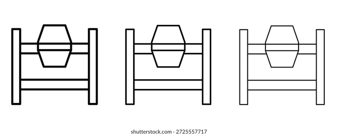 Cement mixer icon thin line symbol on white background, editable stroke vector illustration