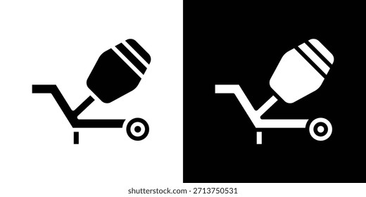 Cement mixer icon. Vector illustration. Silhouette in black color