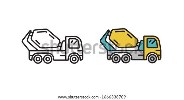 Cement\
mixer icon. Vector illustration in flat\
style.