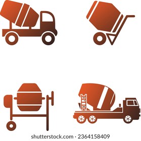 Cement Mixer Icons - These icons depict cement mixers in various styles and angles. 

Whether you're designing for construction-related content or DIY projects. svg