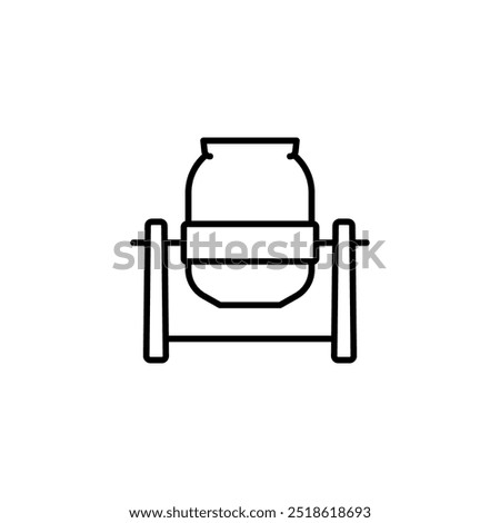 Cement mixer linear icon. Line customizable illustration. Contour symbol. Vector isolated outline drawing. Editable stroke