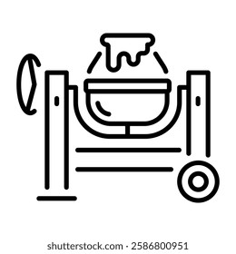 Cement mixer machine icon in line style 